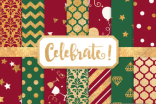 Christmas Celebrate Gold Digital Paper Set: Patterns for Polished Publishing