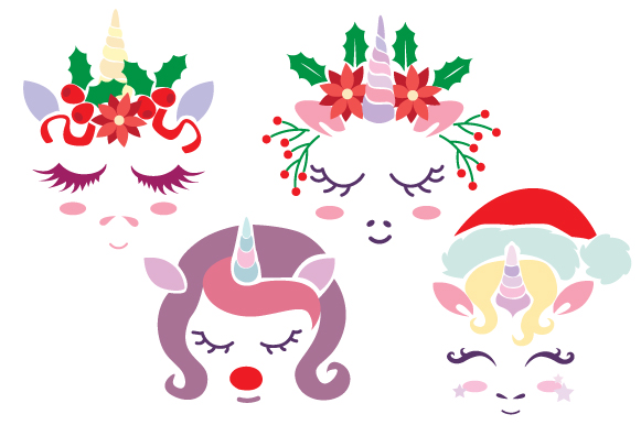 Christmas Unicorn Face: A Festive Graphic Design Asset