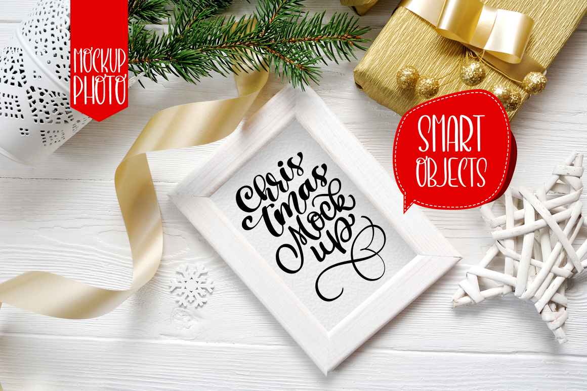 Christmas Wooden Frame with Smart Object — Frames Amp
