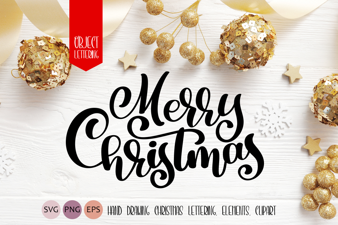Hand Drawn Christmas Lettering & Doodle Elements — Crafts