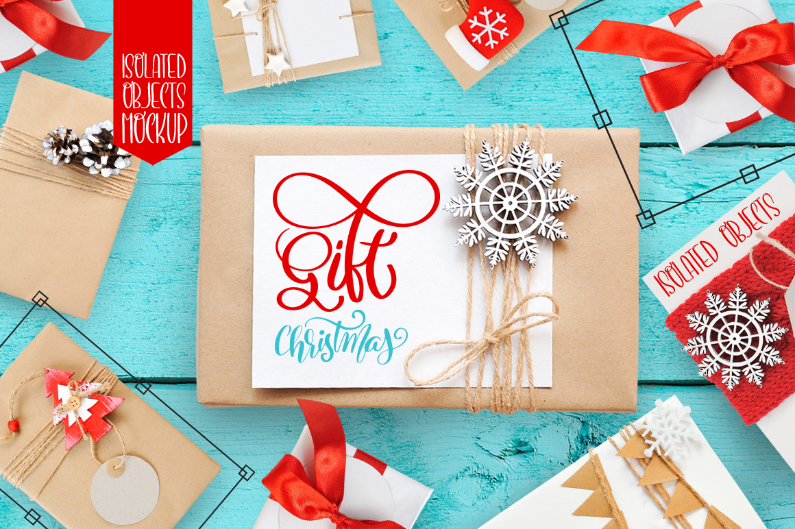 Isolated Gift Christmas Mockups + Christmas Amp